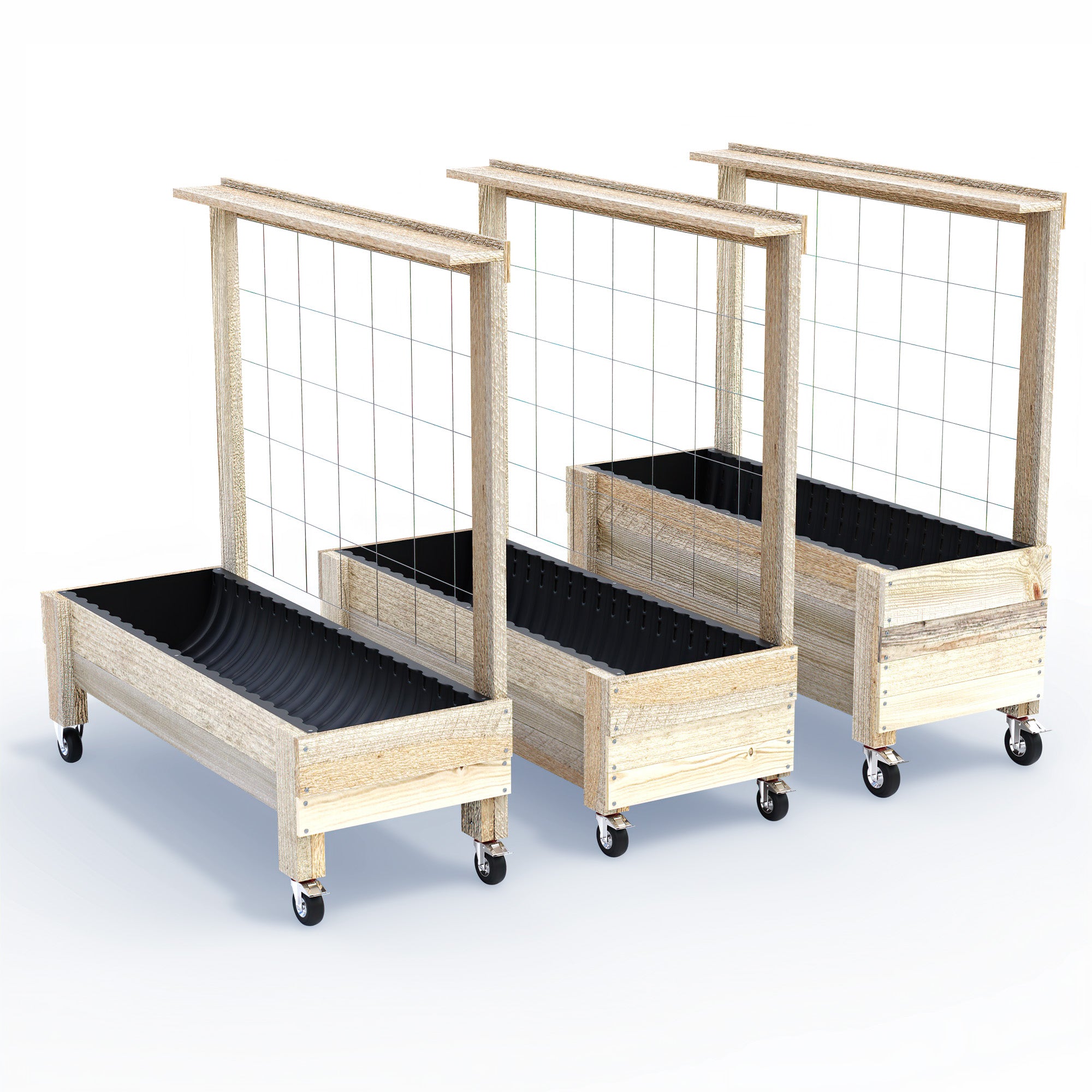 planter box with trellis australia Portable Timber Planter Box With Wheels & Trellis Kits 50cm High