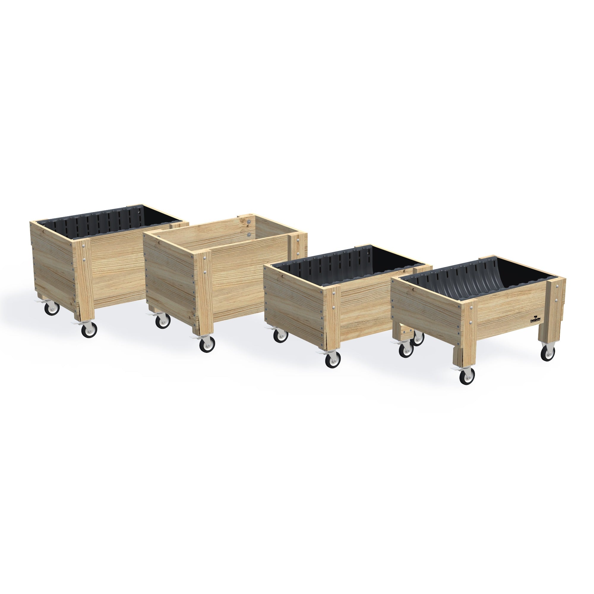 COMPACT Planter Box on Wheels/Castors β the full range of timber garden beds, shown together