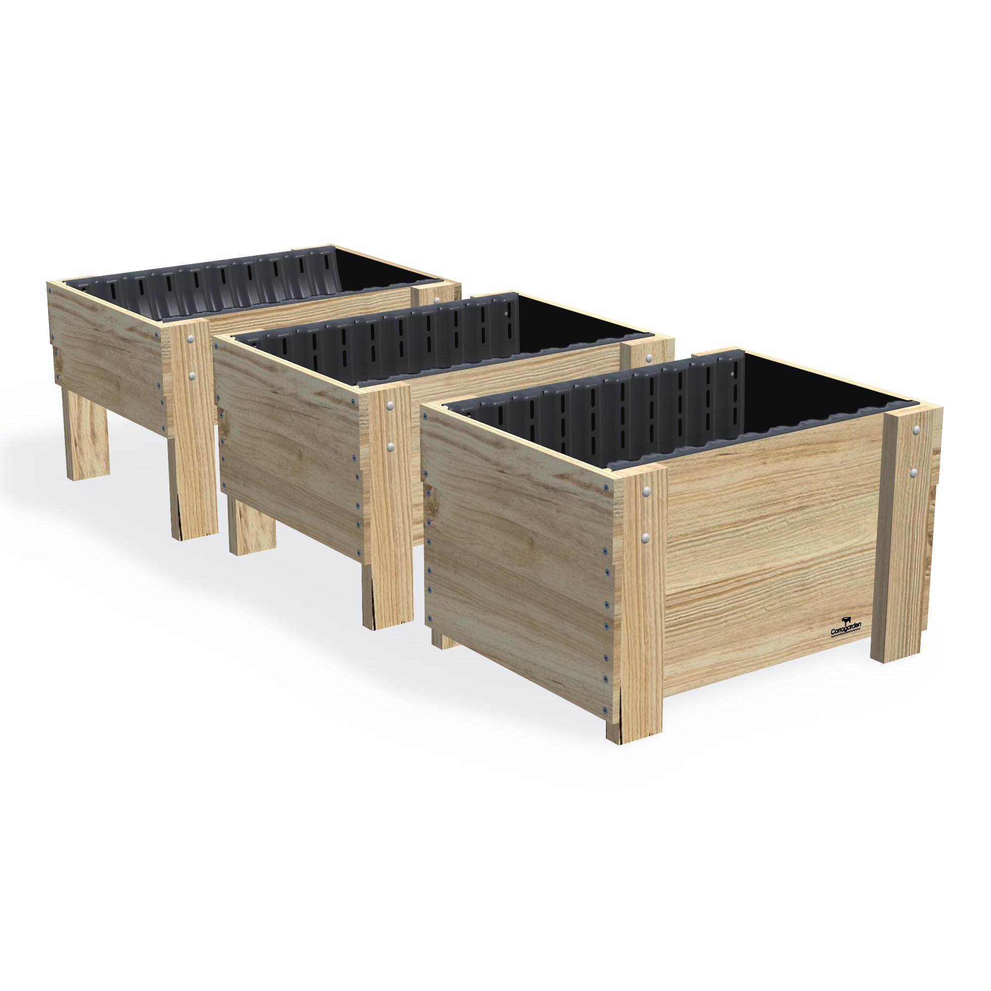 COMPACT Planter Box β the full range of timber garden beds, shown together