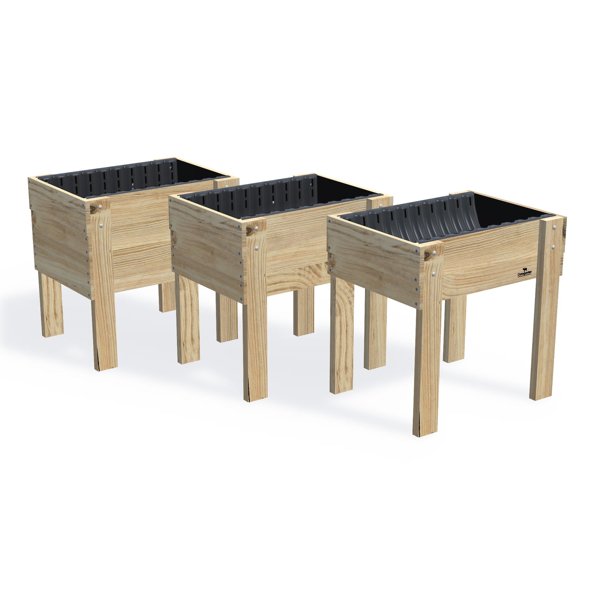 COMPACT Raised Garden Bed on Legs Kit - 81x60x80cm(h) β the full range of timber garden beds, shown together