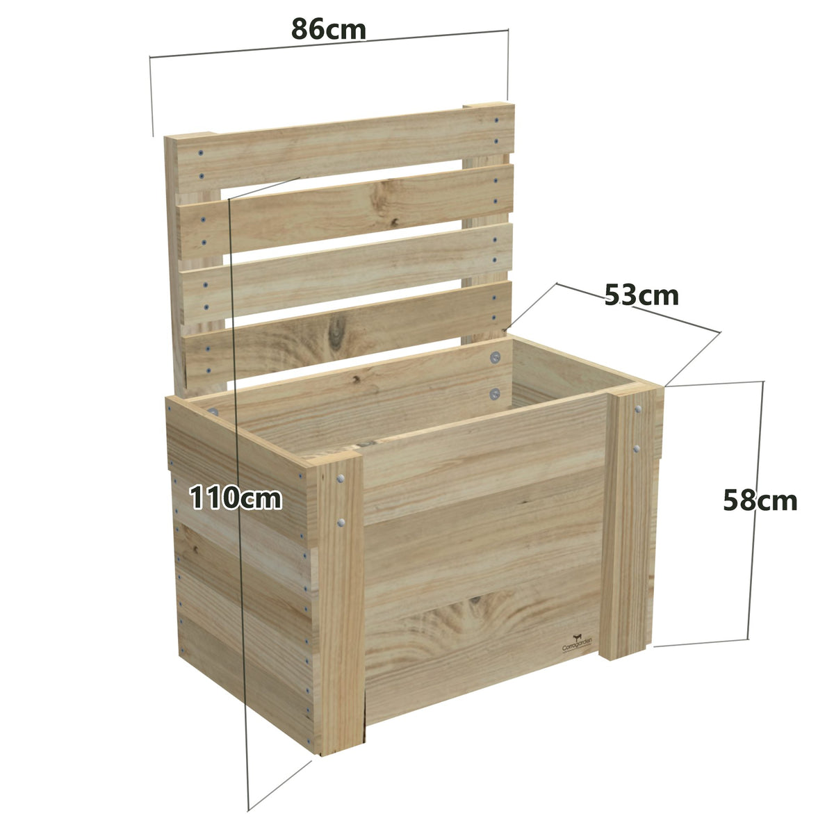 Dimensions: timber planter box for 2 self-watering pots (2 pot 86cm), 1.1m cafe barrier screen. 53cm wide, planting height 58cm.