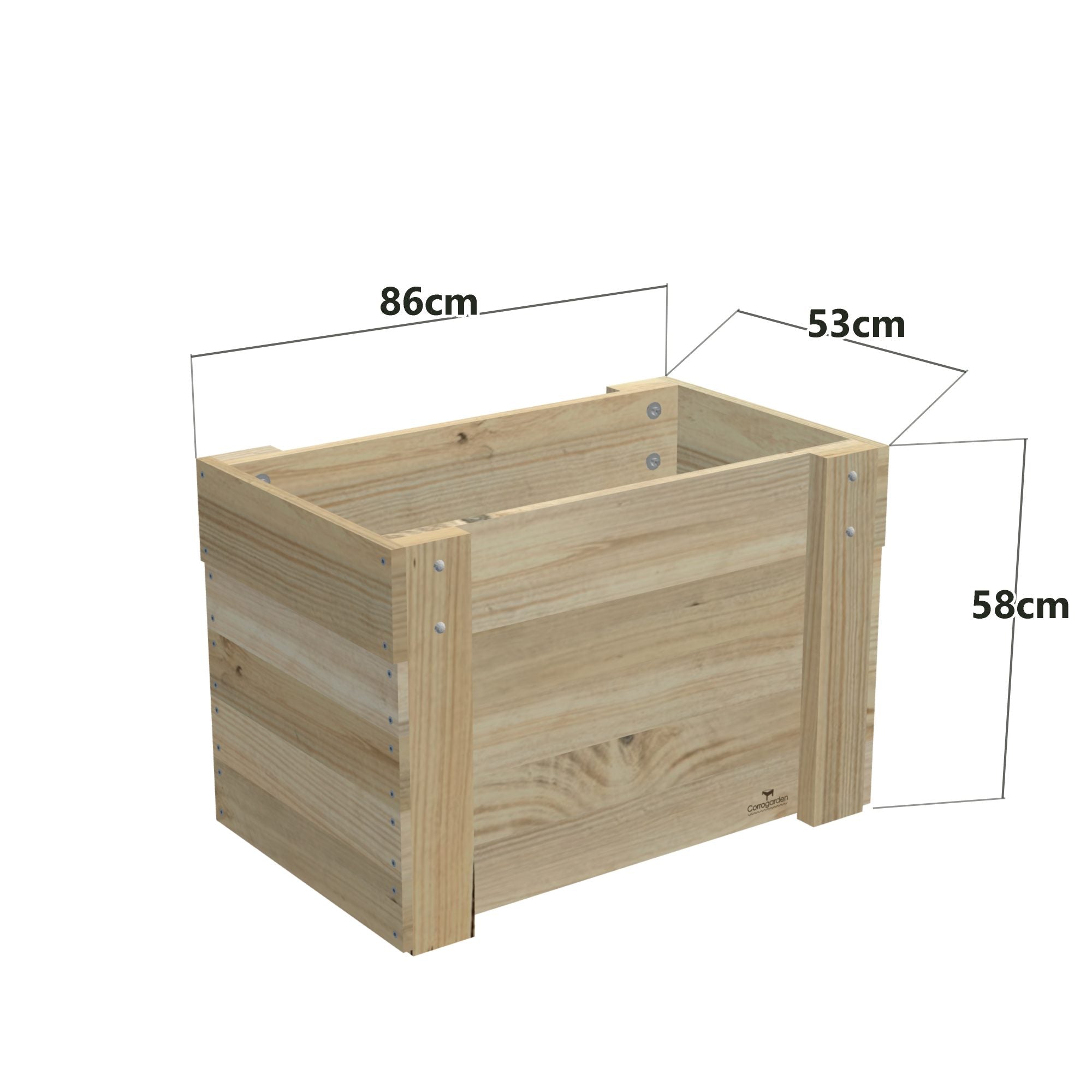Dimensions: timber planter box for 2 self-watering pots (2 pot 86cm), 58cm planter, timber to the ground. 53cm wide, planting height 58cm.