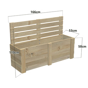 Dimensions: timber planter box for 4 self-watering pots (4 pot 166cm), 1.1m cafe barrier screen. 53cm wide, planting height 58cm.