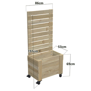 Privacy Screen Planter Box, 2 Pot (86cm) / Tall (1.8m) / With Castors — timber planter box, dimensions labelled