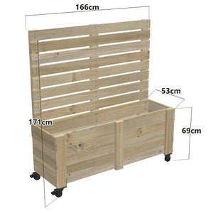 Privacy Screen Planter Box, 4 Pot (166cm) / Privacy (1.6m) / With Castors — timber planter box, dimensions labelled