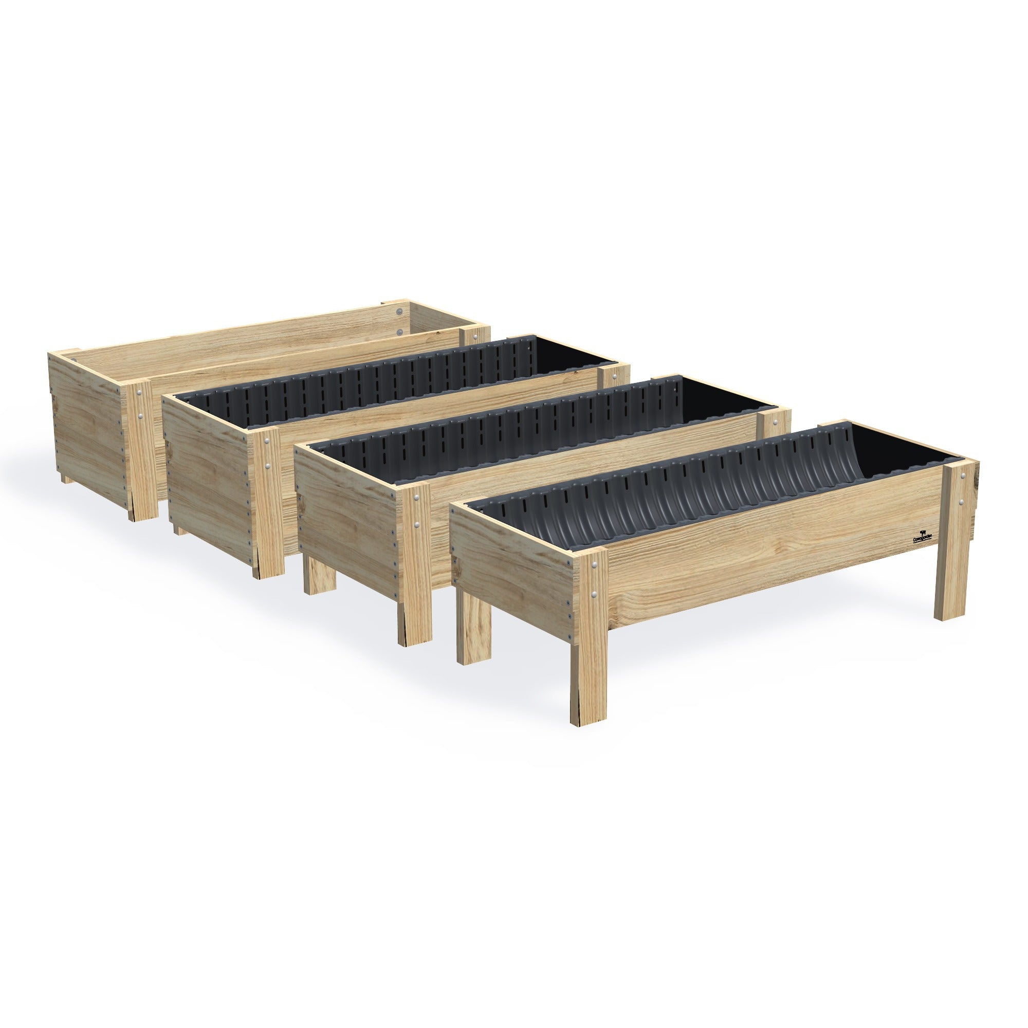 LARGE Planter Box β the full range of timber garden beds, shown together