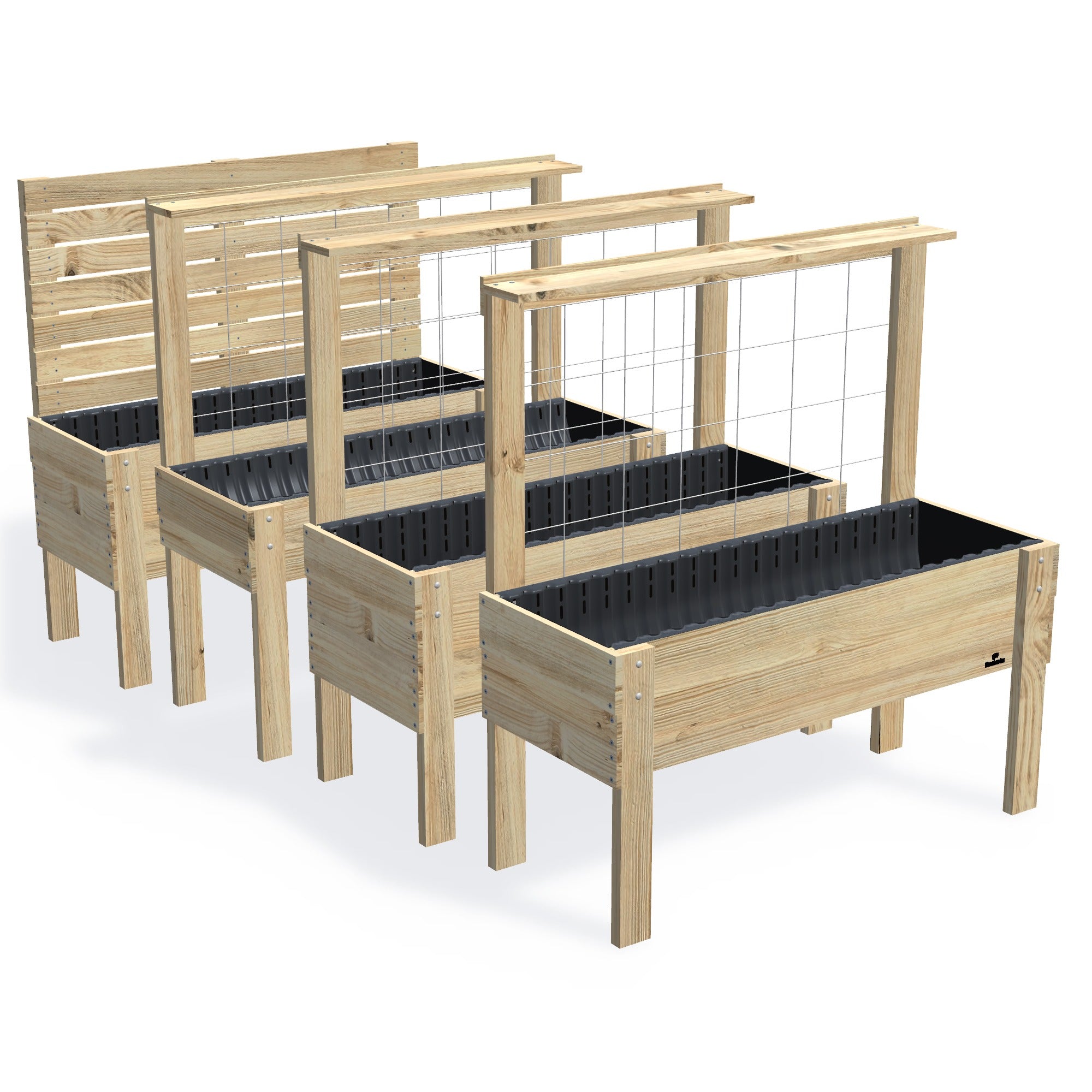 LARGE Raised Garden Bed with Trellis & Pot Shelf - Timber 157x60x80cm(h)