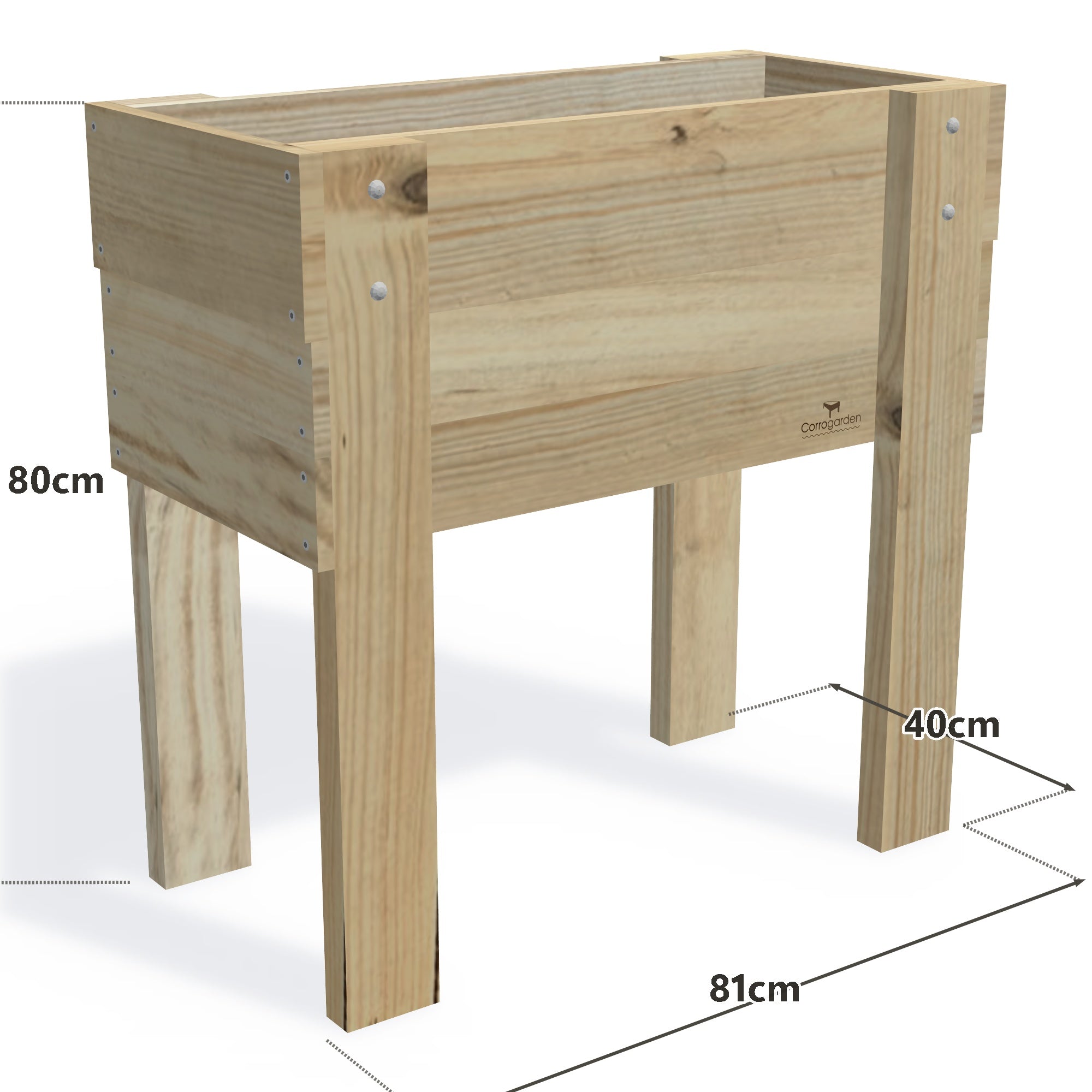 Slimline Planter Box with Trellis, Compact (1 Trough) / High 80cm — timber planter boxe, dimensions labelled
