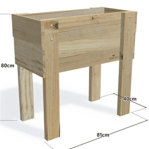 Slimline Planter Box with Trellis, Compact (1 Trough) / High 80cm — timber planter boxe, dimensions labelled
