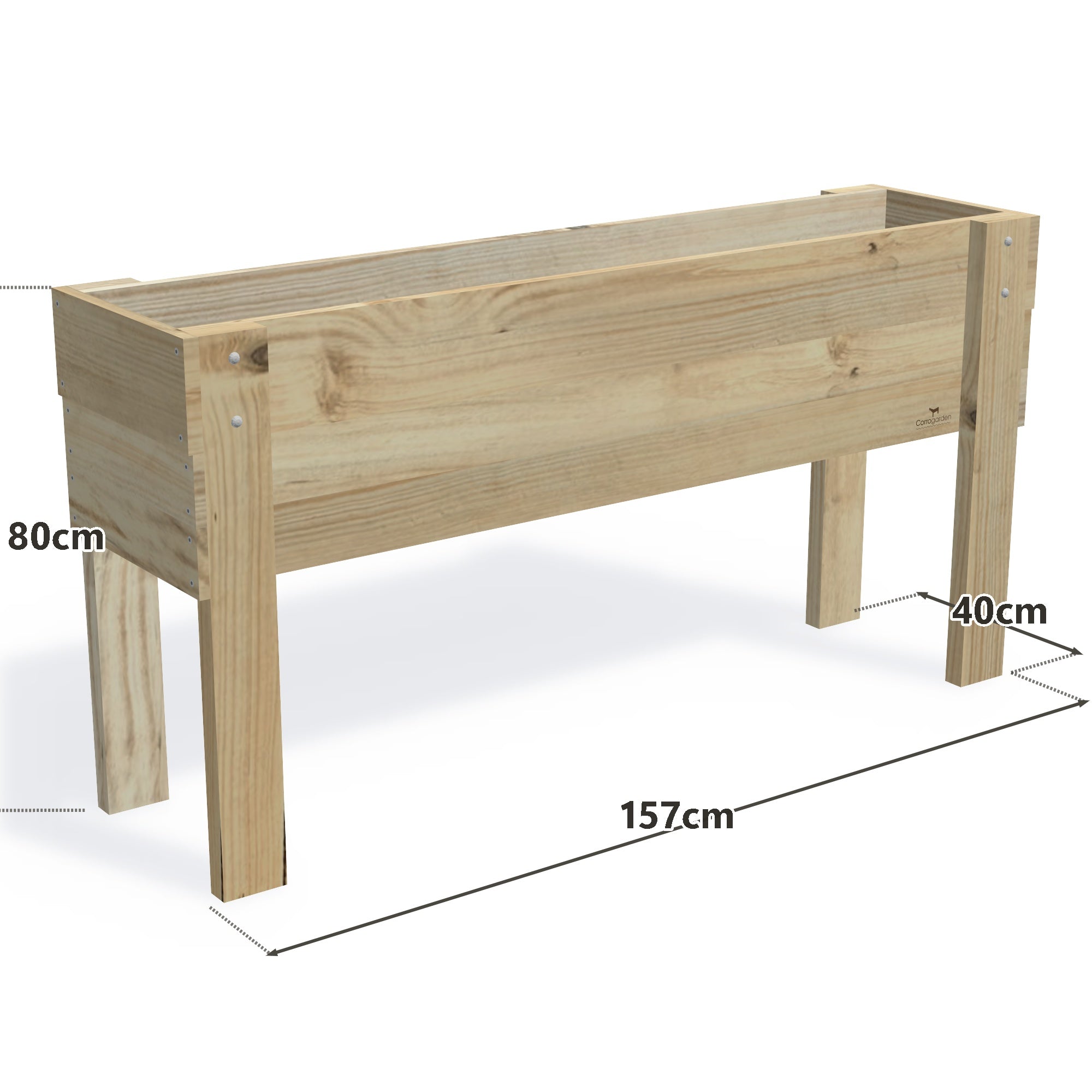 Slimline Planter Box with Trellis, Large (2 Troughs) / High 80cm — timber planter boxe, dimensions labelled