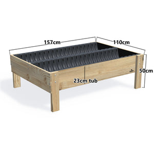 Wide Planter Boxes on Legs Kits - 50cm high, 50cm high 23cm deep — timber garden bed, dimensions labelled