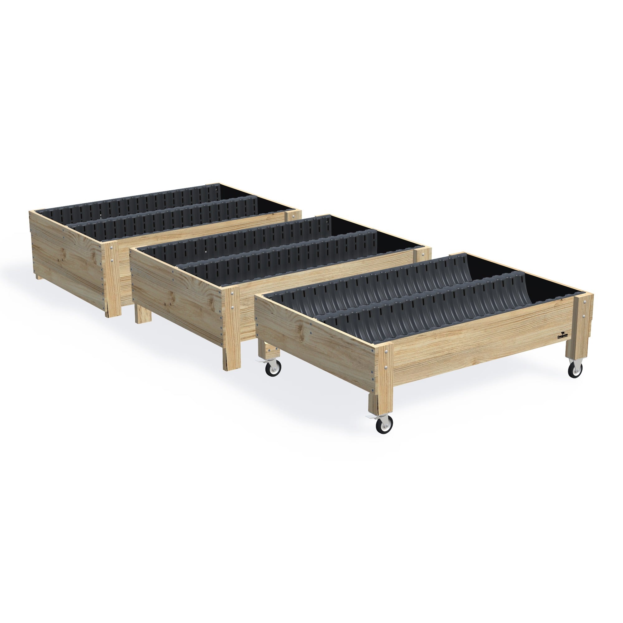 Wide Planter Boxes on Legs Kits - 50cm high β the full range of timber garden beds, shown together