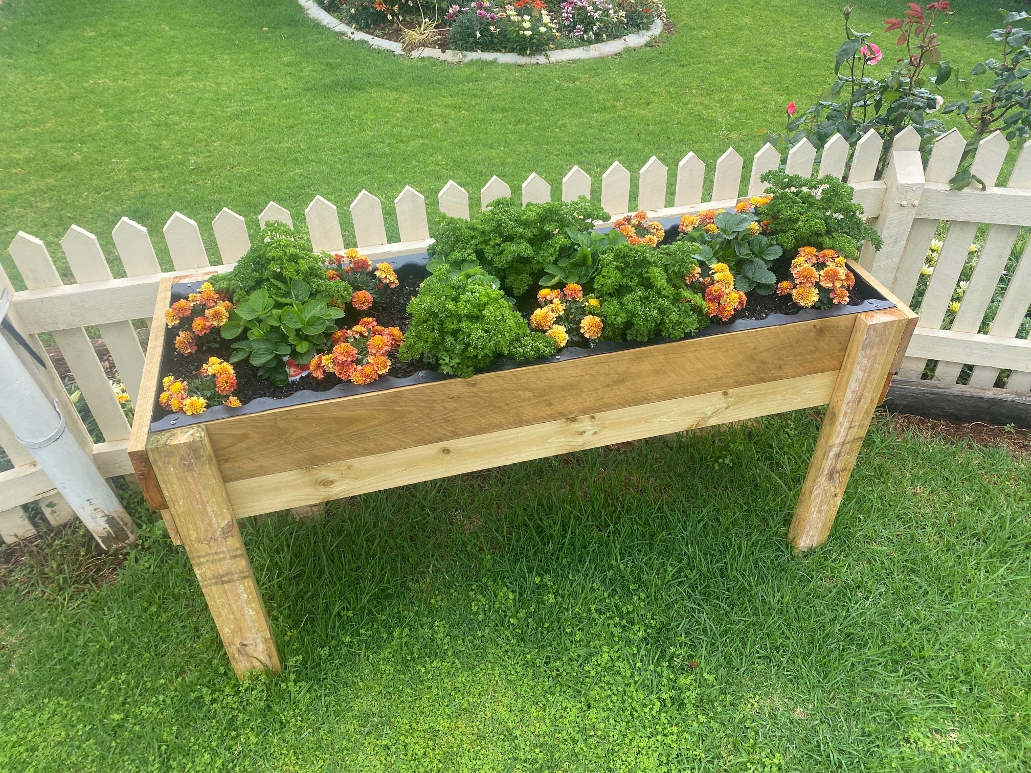 How deep should my raised garden bed be to grow herbs and vegetables?