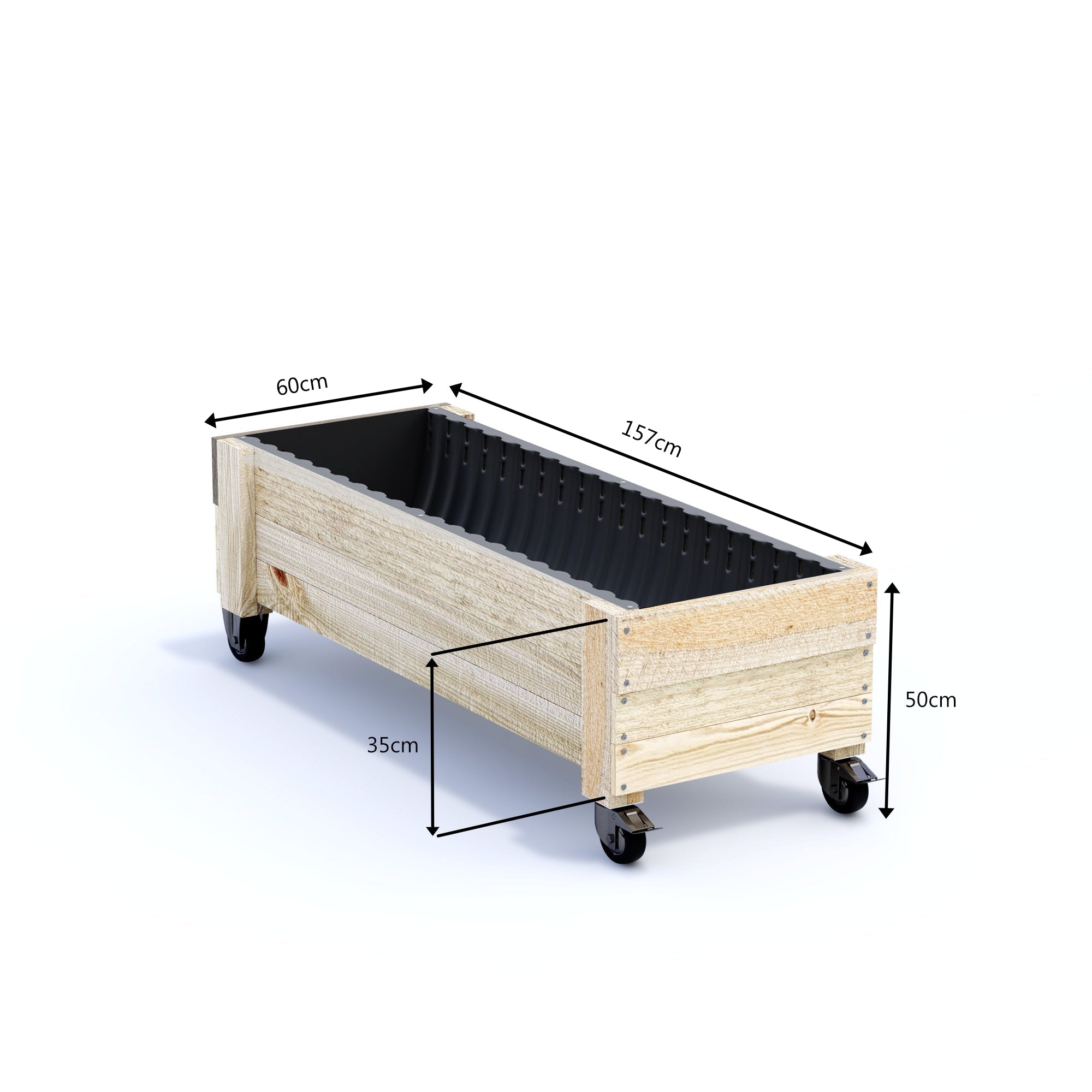 LARGE Planter Box on Wheels Kit - Timber 157x60x50cm(h) - Australia Wide Shipping