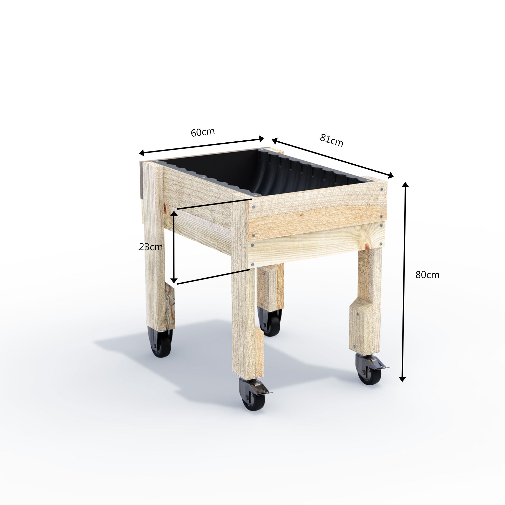 COMPACT Raised Garden Bed on Legs on Wheels/Castors Kit  - 81x60x80cm(h) - Australia Wide Shipping