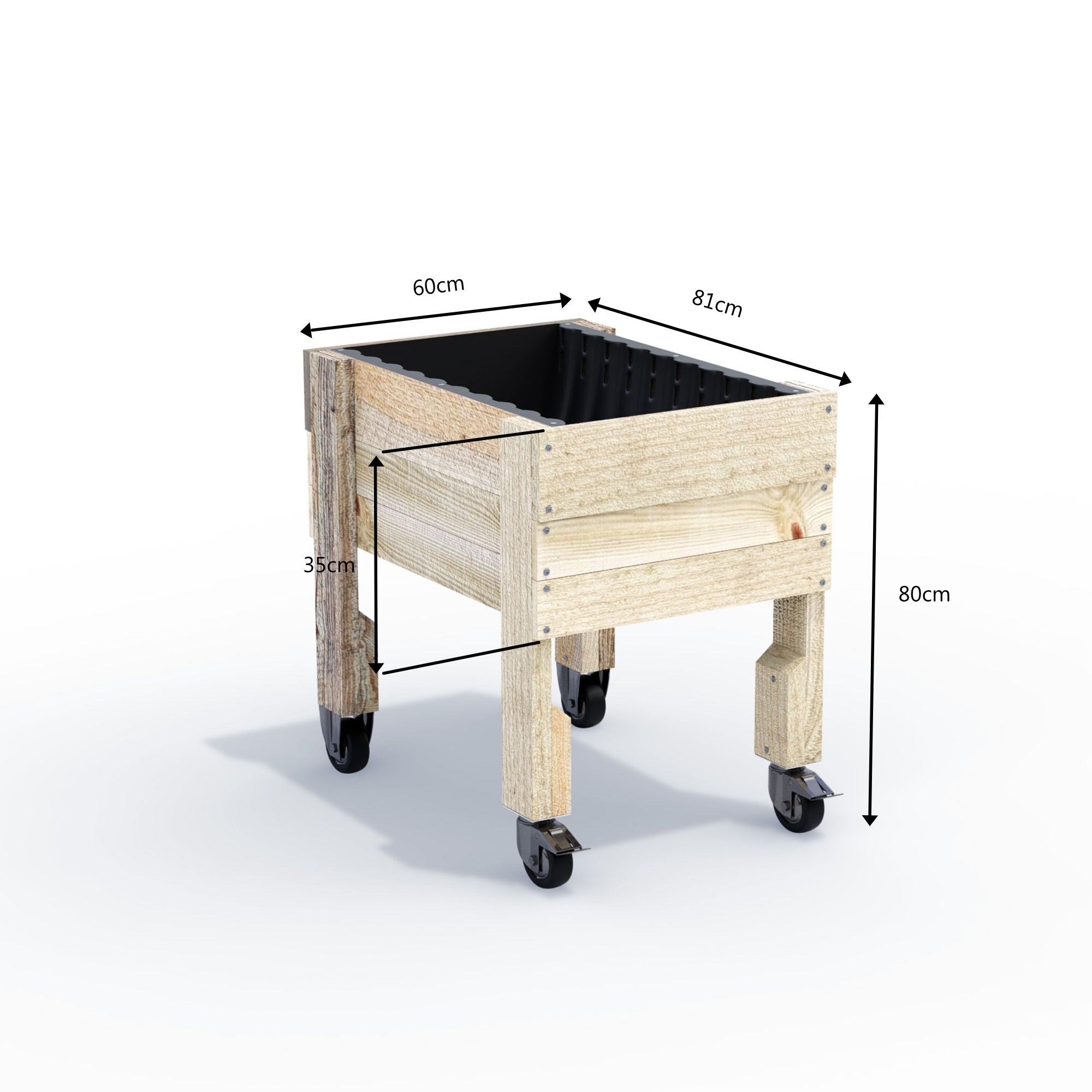 COMPACT Raised Garden Bed on Legs on Wheels/Castors Kit  - 81x60x80cm(h) - Australia Wide Shipping