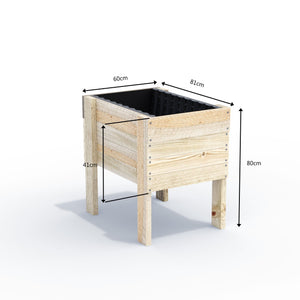 COMPACT Raised Garden Bed on Legs - Timber 81x60x80cm(h)