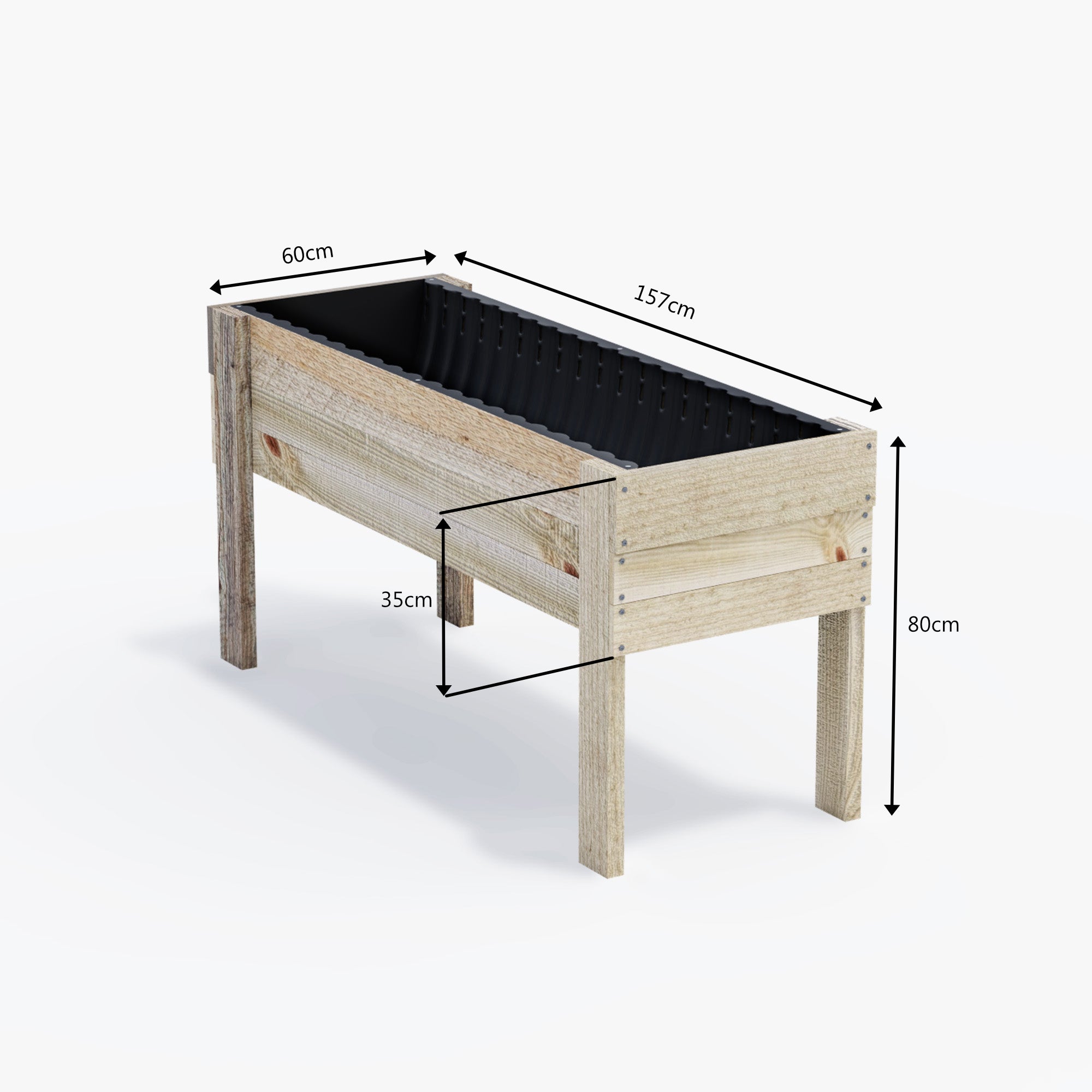 Large Raised Garden Bed Kit - 157x60x80cm(h) - Australia Wide Shipping