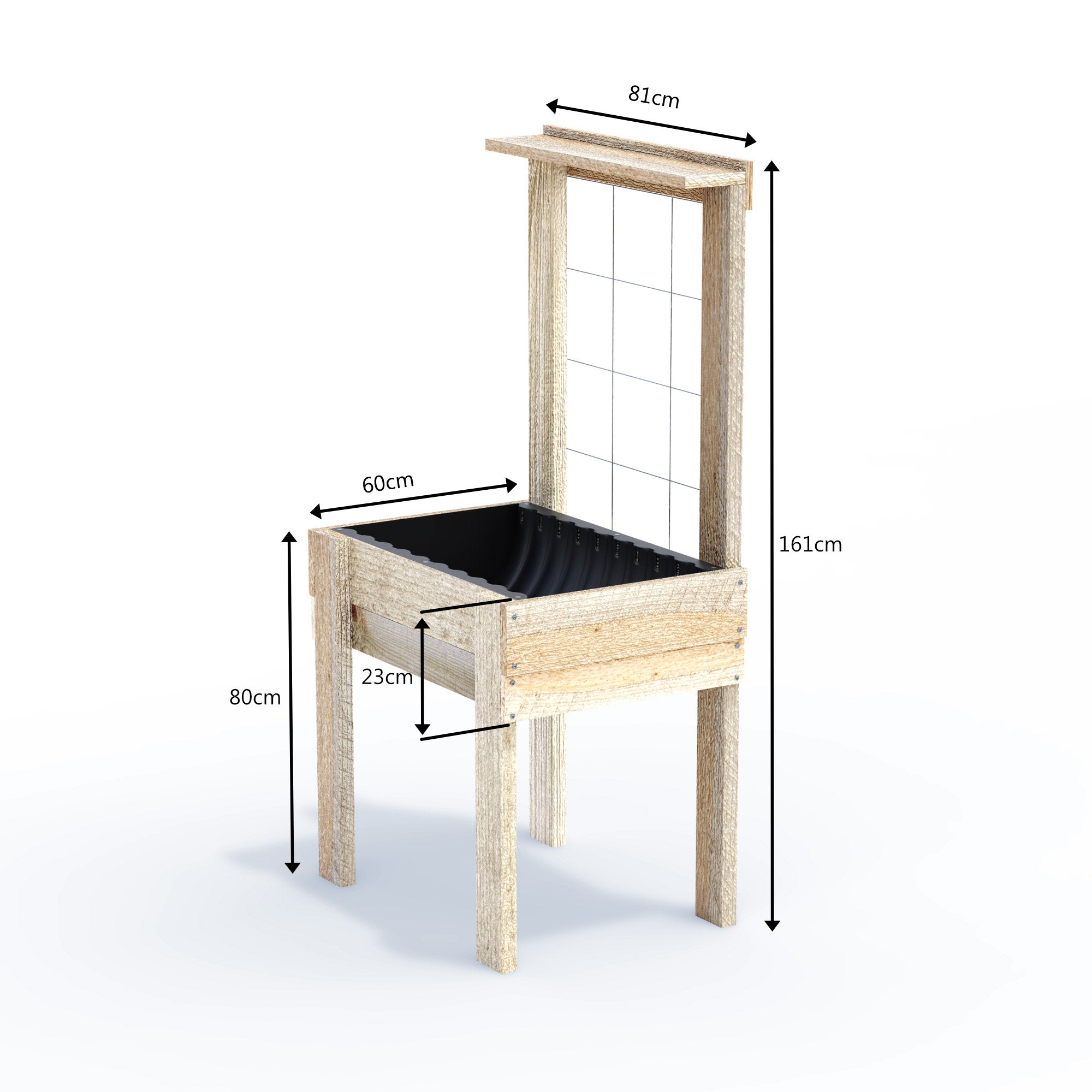 COMPACT Planter Box with Trellis & Pot Shelf - Timber 81x60x50cm(h)