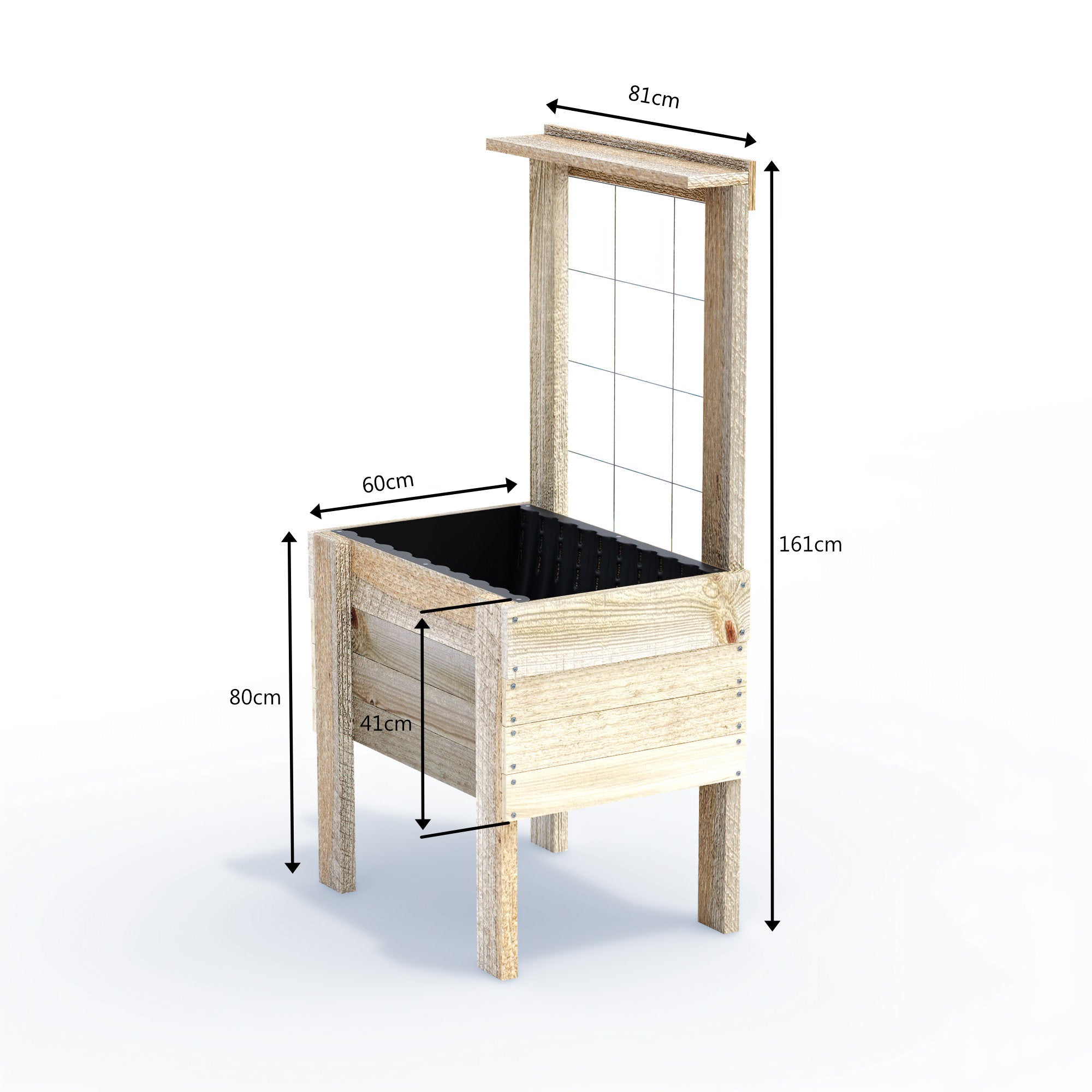 COMPACT Planter Box with Trellis & Pot Shelf Kit - Timber 81x60x50cm(h)