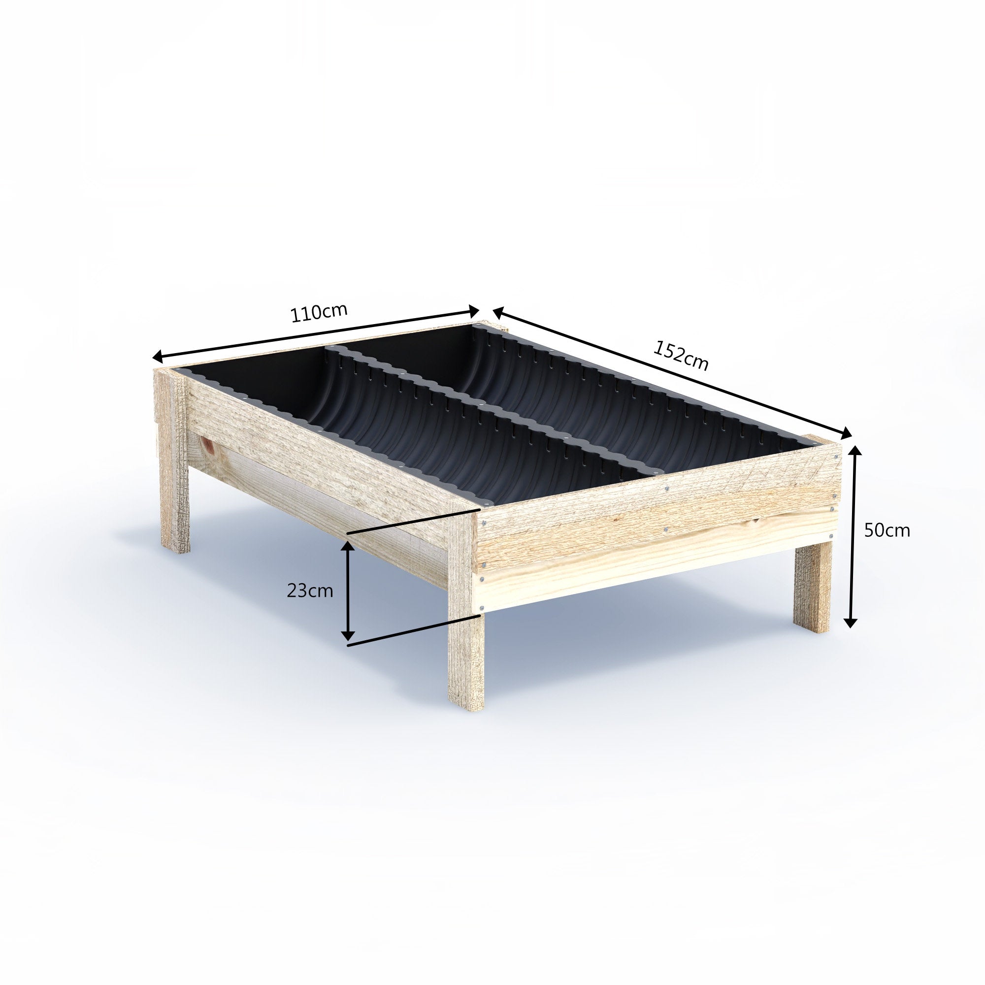 Extra Wide Large Raised Garden Bed - Double Width