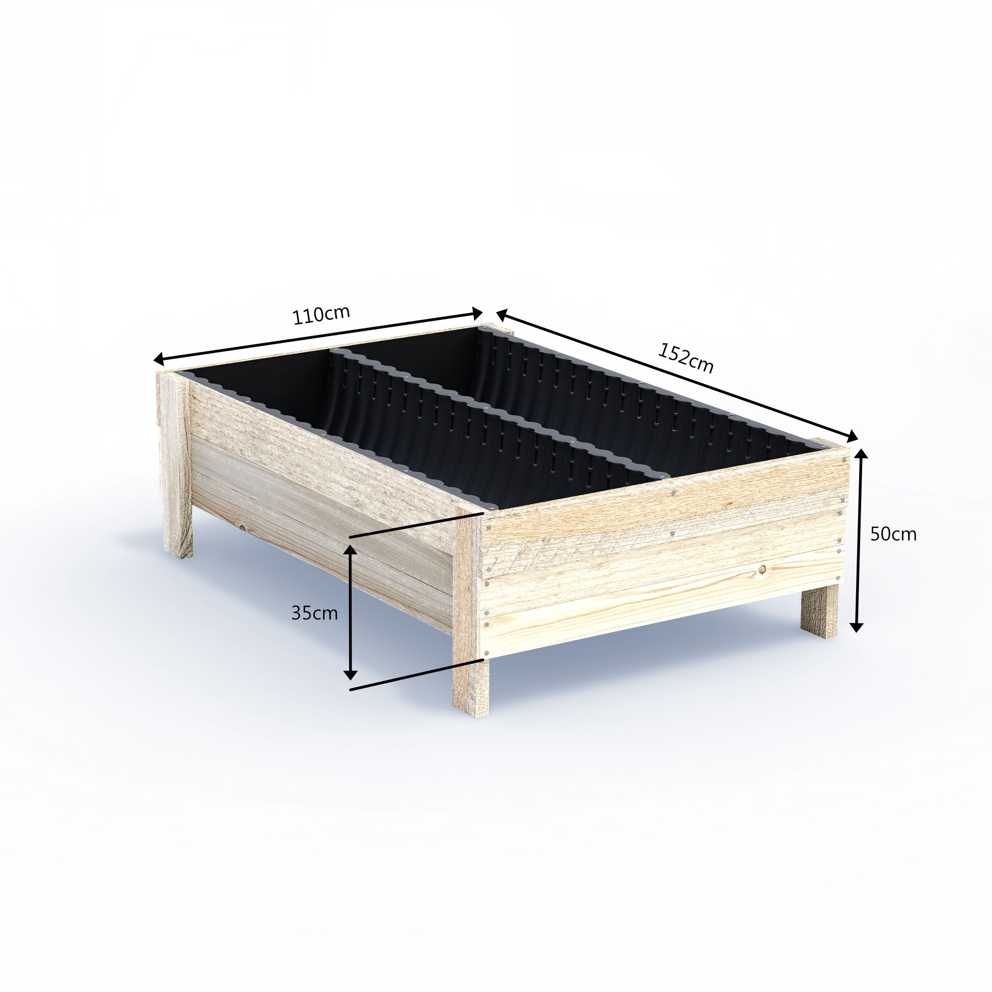 Extra Wide Large Raised Garden Bed - Double Width