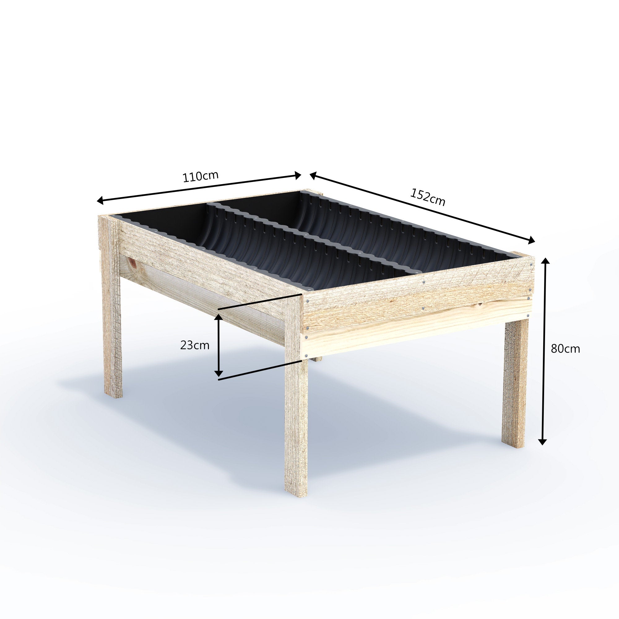 Wide Raised Garden Bed Kit - 80cm high