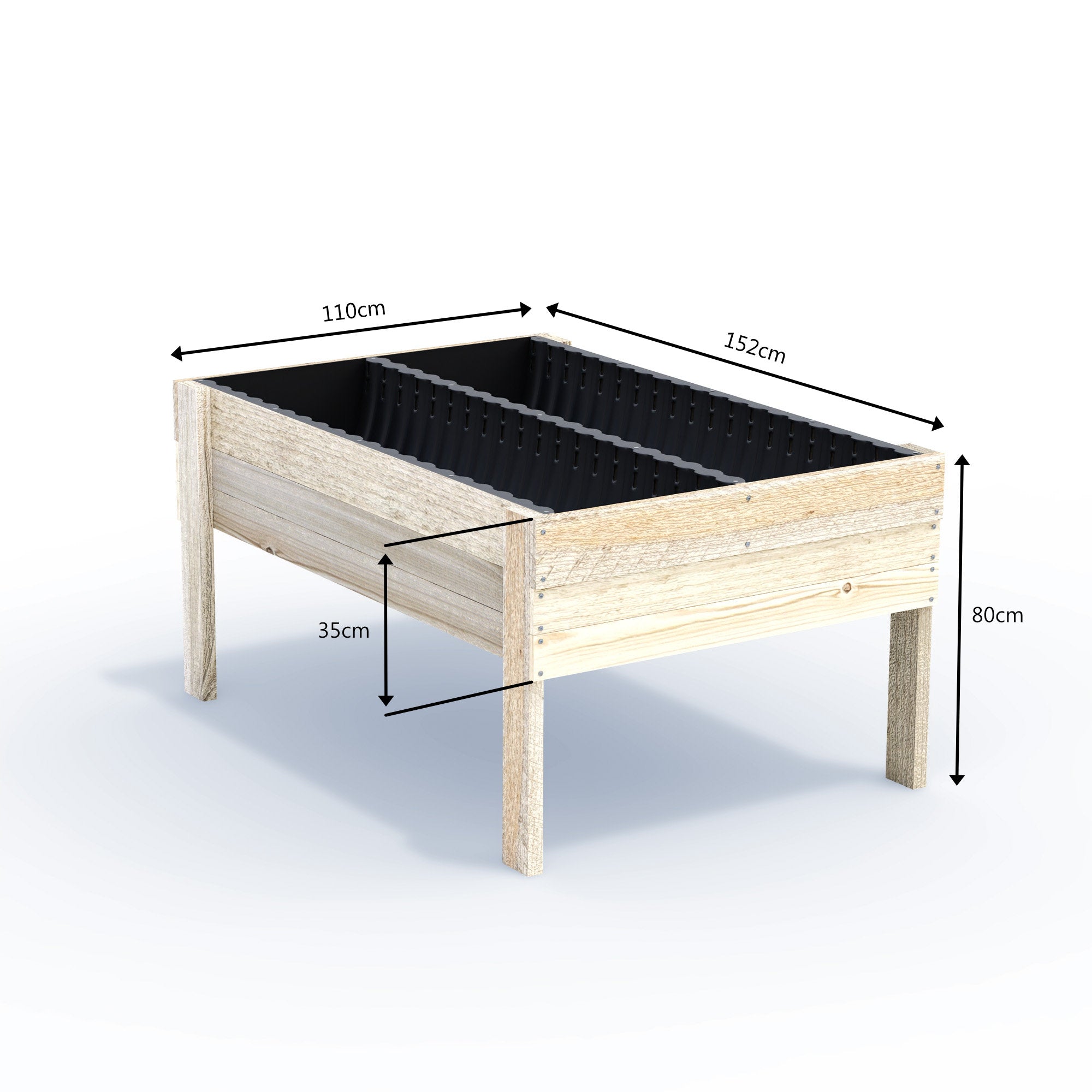 Extra Wide Large Raised Garden Bed - Double Width