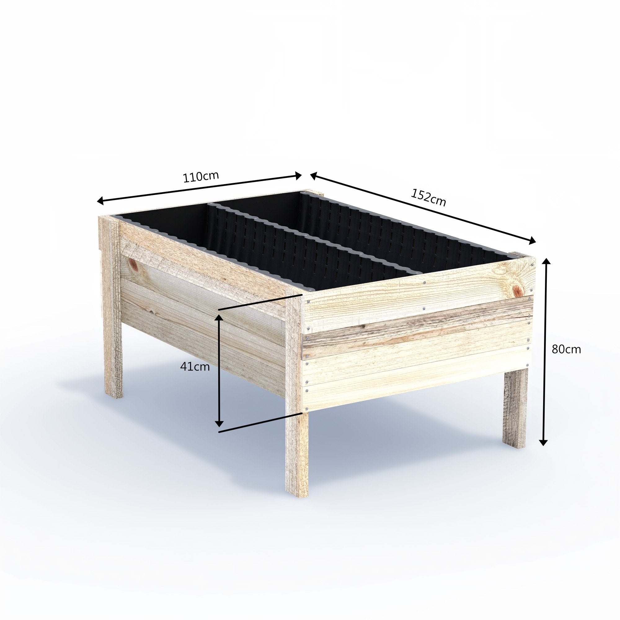 Wide Raised Garden Bed - 80cm high