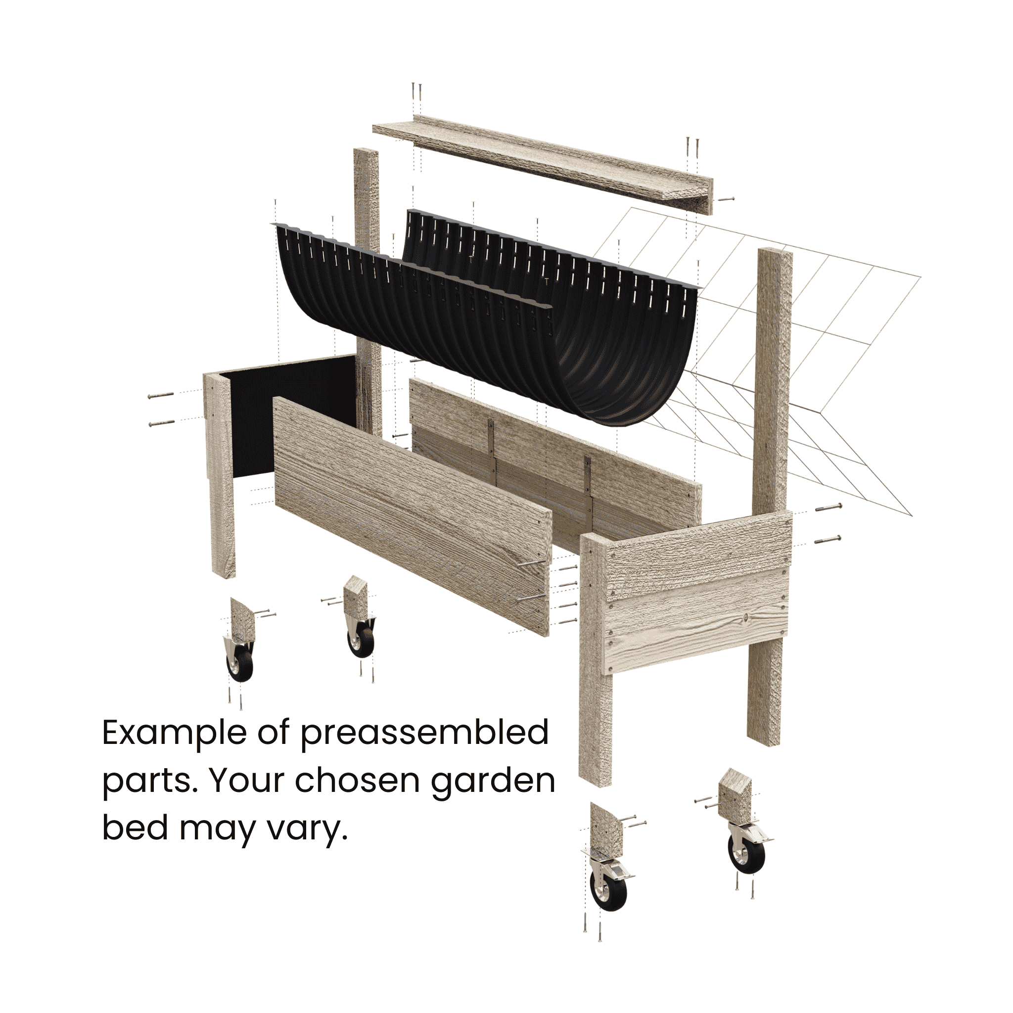 LARGE Planter Box with Trellis, Pot Shelf & Wheels Kit - Timber 157x60x50cm(h)