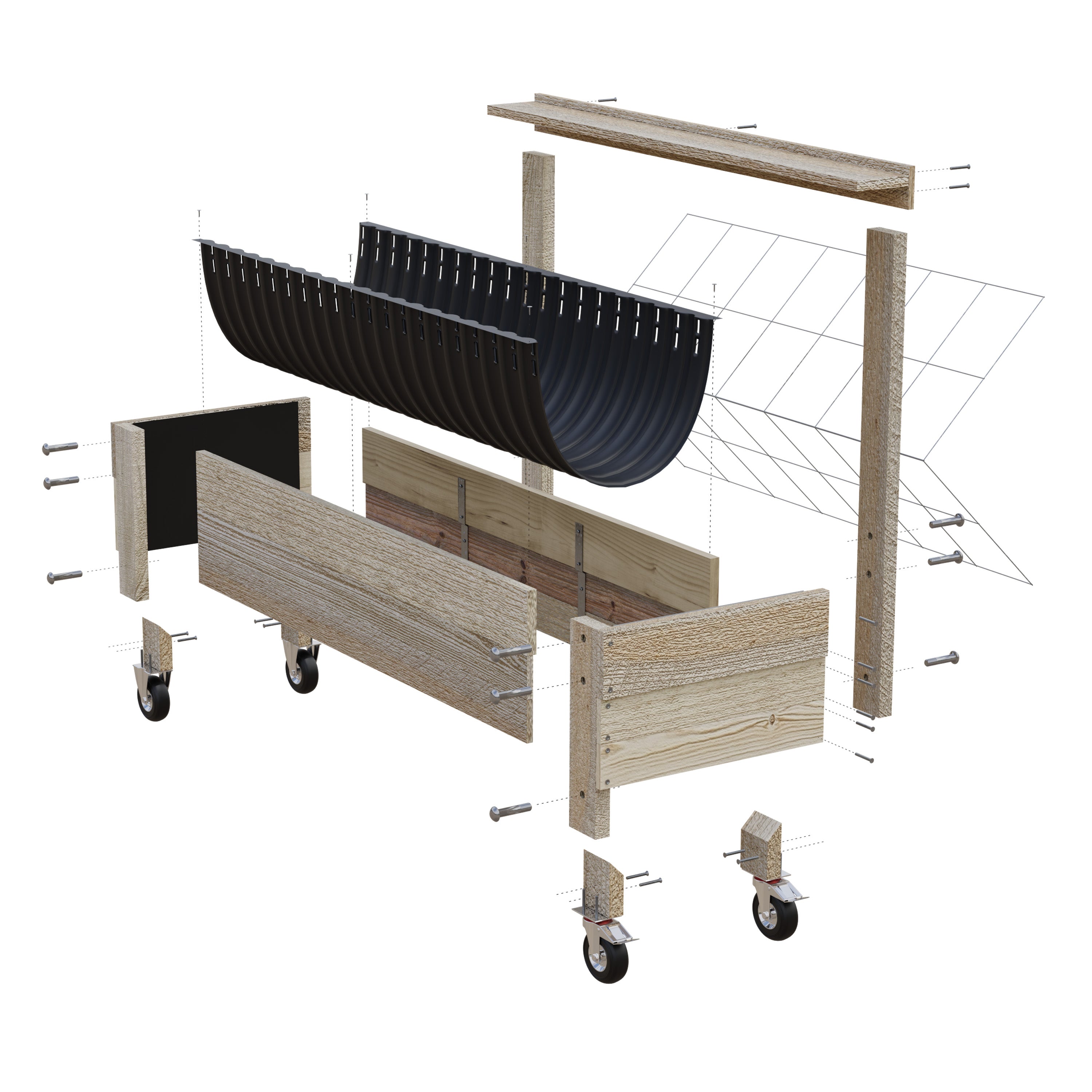 COMPACT Planter Box with Trellis & Pot Shelf Kit - Timber 81x60x50cm(h)