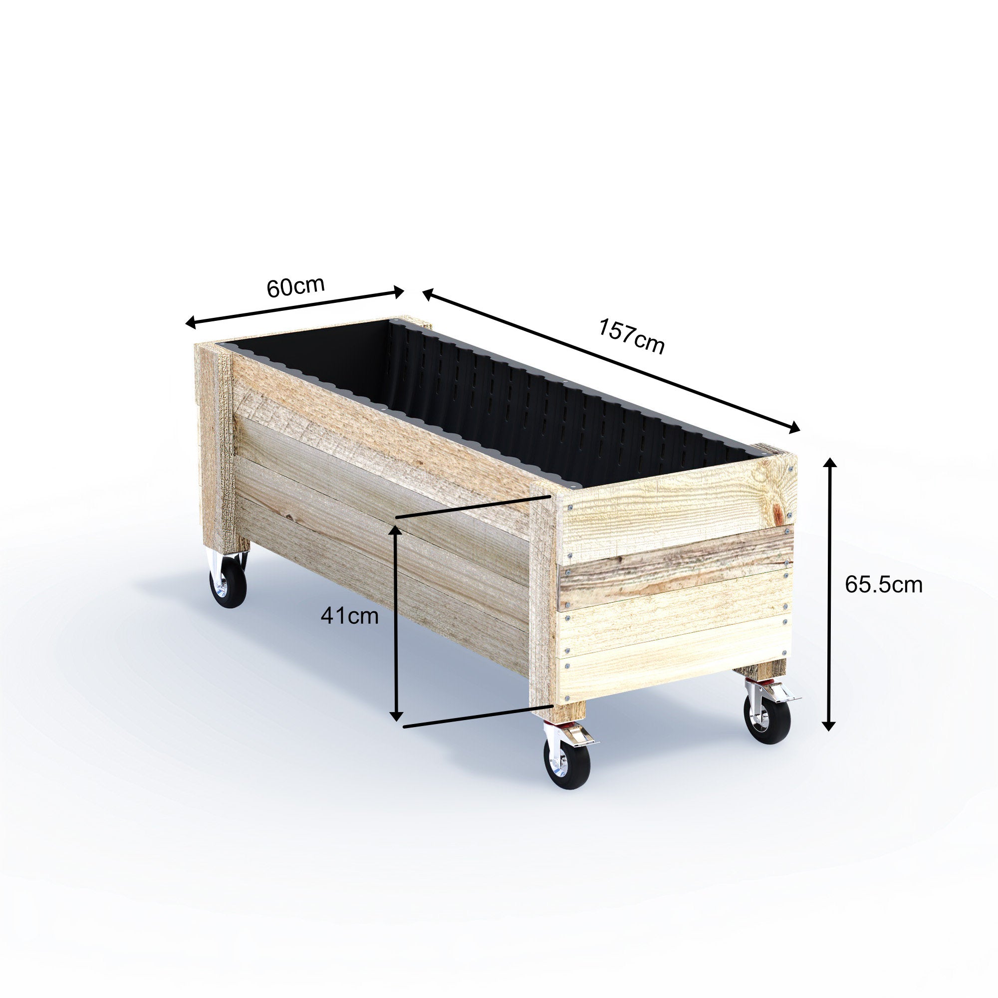 LARGE Planter Box on Wheels - Timber 157x60x50cm(h)