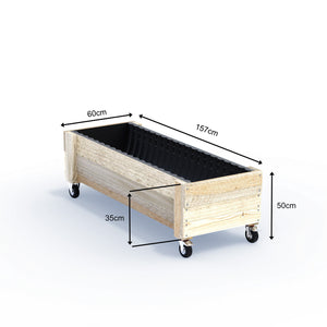 LARGE Planter Box on Wheels - Timber 157x60x50cm(h)