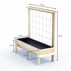 LARGE Planter Box with Trellis & Pot Shelf - Timber 157x60x50cm(h)