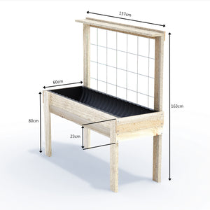 LARGE Raised Garden Bed with Trellis & Pot Shelf Kit - Timber 157x60x80cm(h)