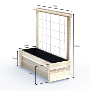 LARGE Planter Box with Trellis & Pot Shelf - Timber 157x60x50cm(h)