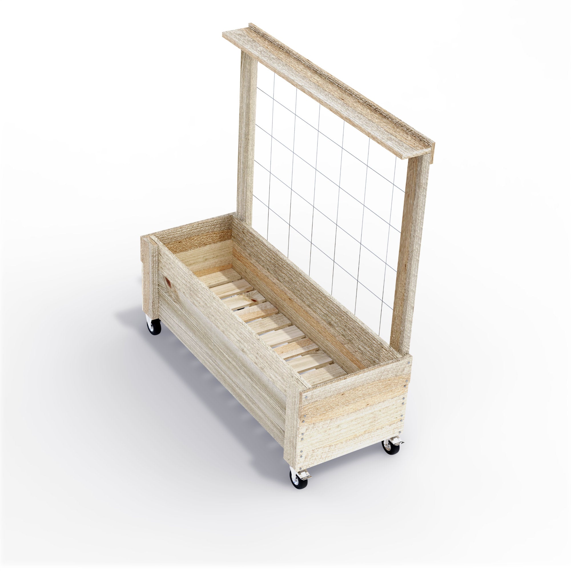 LARGE Planter Box with Trellis, Pot Shelf & Wheels - Timber 157x60x50cm(h)