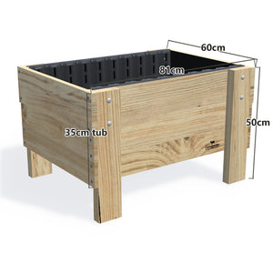 COMPACT Planter Box, 35cm — timber garden bed, dimensions labelled