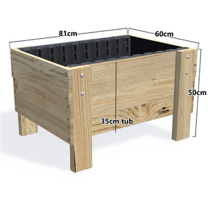 COMPACT Planter Box, 35cm — timber garden bed, dimensions labelled