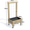 COMPACT Planter Box with Trellis, Pot Shelf & Wheels, 23cm — timber garden bed, dimensions labelled