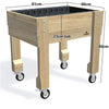 COMPACT Raised Garden Bed on Legs on Wheels/Castors Kit  - 81x60x80cm(h), 23cm — timber garden bed, dimensions labelled