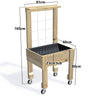 COMPACT Raised Garden Bed with Trellis, Pot Shelf & Wheels, 23cm — timber garden bed, dimensions labelled