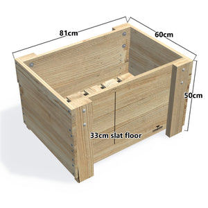 Compact Slatted Raised Planter Box on Legs, 50cm high — timber planter boxe, dimensions labelled