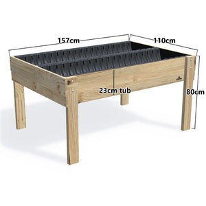 Wide Raised Garden Bed - 80cm high, 80cm high 23cm deep — timber garden bed, dimensions labelled