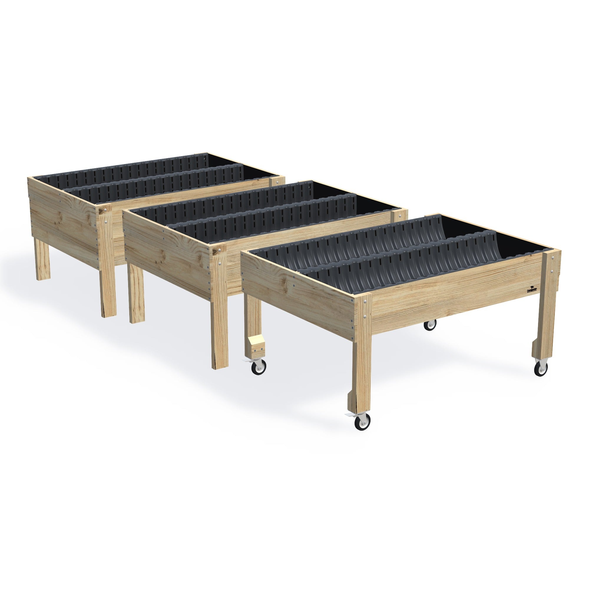 Wide Raised Garden Bed - 80cm high — the full range of timber garden beds, shown together