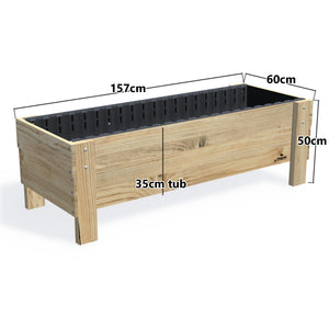 LARGE Planter Box Kit - 157x60x50cm(h), 35cm — timber garden bed, dimensions labelled