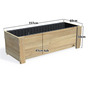 LARGE Planter Box Kit - 157x60x50cm(h), 41cm — timber garden bed, dimensions labelled