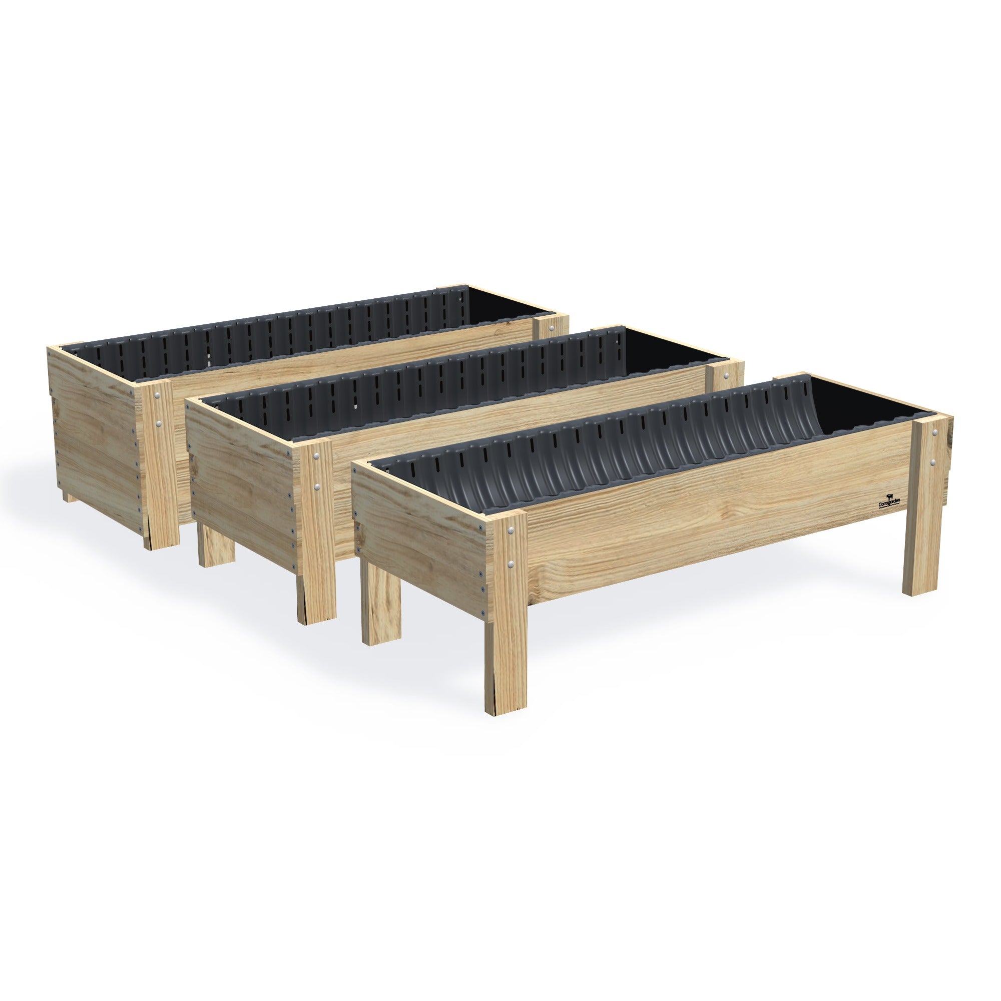 LARGE Planter Box Kit - 157x60x50cm(h) — the full range of timber garden beds, shown together