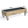 LARGE Planter Box on Wheels Kit, 23cm — timber garden bed, dimensions labelled