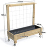 LARGE Planter Box with Trellis, Pot Shelf & Wheels Kit, 23cm — timber garden bed, dimensions labelled